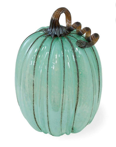 Large Blue Autumn Glass Pumpkin
