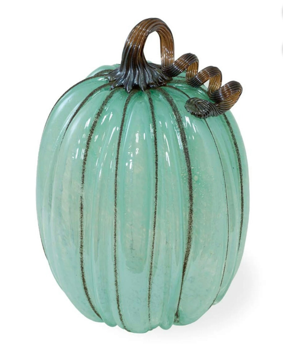 Large Blue Autumn Glass Pumpkin