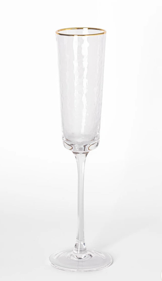 Mary Square Hammered Clear Champagne Glass