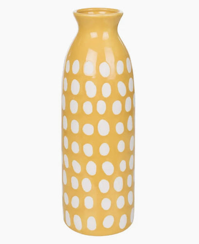 Yellow Vase w/White Dots Spring Vase