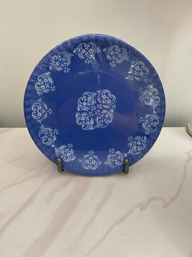 Blue/White Assorted Paper Melamine Plates Set/4