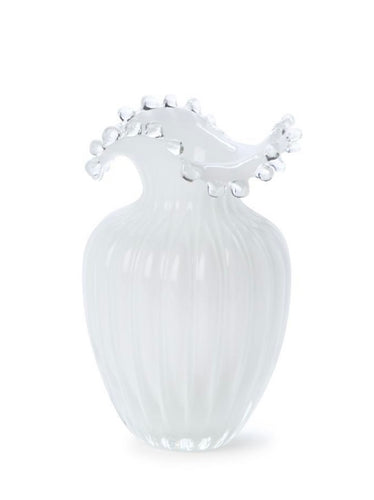 Two's Company Small Glass Pearl White Vase