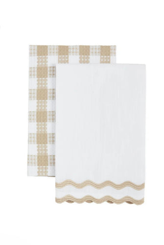Mudpie White Embroider Edge Towel Set
