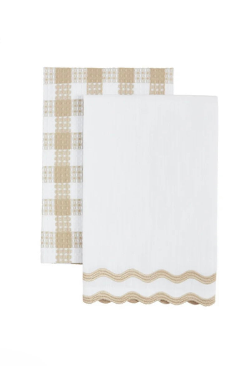 Mudpie White Embroider Edge Towel Set