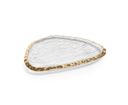Zodax Small Organic Shape Plate with Jagged Gold Rim