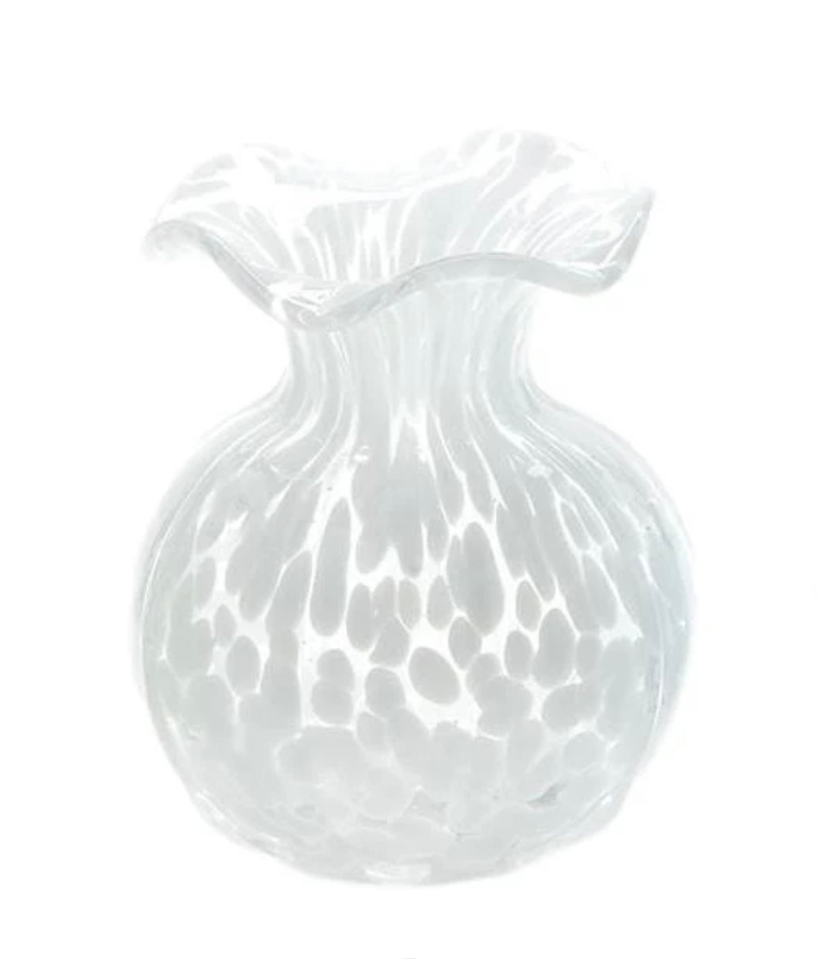 Two's Company Ruffled Edge White Spotted Vase