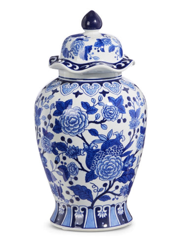 Large Delft Floral Ginger Jar