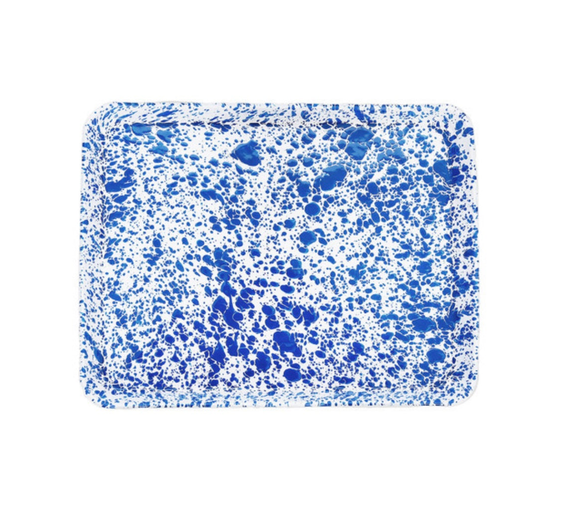 Crow Canyon Large Rectangle Tray-Blue Splatter