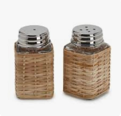 Two's Company Rattan Salt & Pepper Set