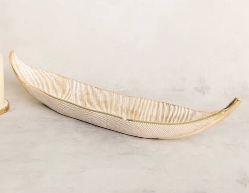 Mary Square Gold and White Leaf Bowl