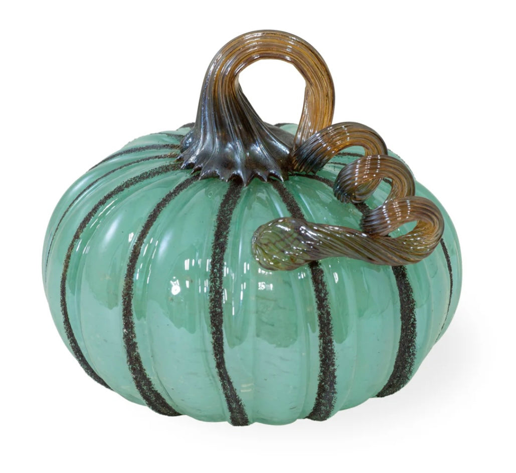 Small Blue Autumn Glass Pumpkin