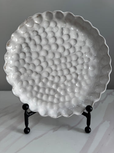 Tab Boren Medium White Dot Textured Plate