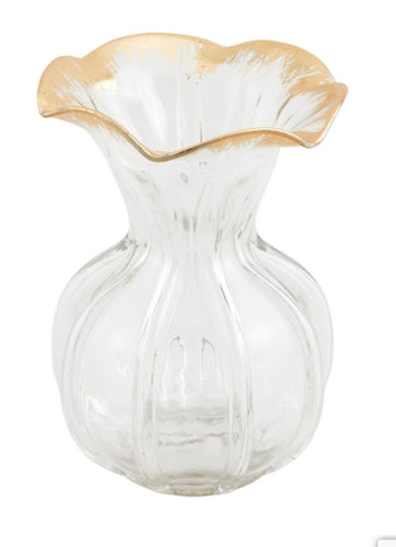 Mudpie Large Ruffled Gold Edge Vase