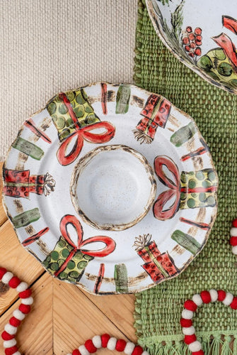 Etta B Chip and Dip w/ present and ribbons