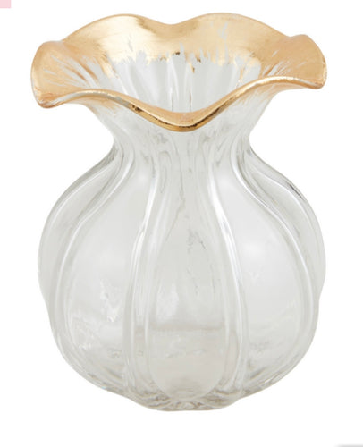 Mudpie Small Ruggled Gold Edge Vase