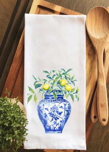 Chinoiserie Lemon Tree Ginger Jar Tea Towel