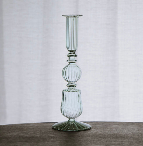 Beatriz Ball Cambridge green glass candle holders set/2