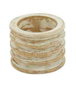 Saro White Wood Napkin Ring