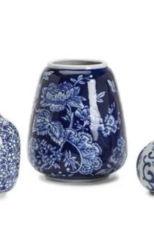 Two's Company Large Blue/White Vase