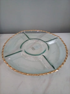 Royal Standard Cordova Chip & Dip Serving Tray Clear/Gold