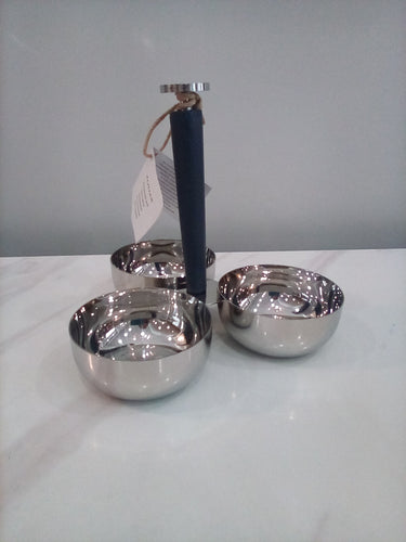 Zodax 3 bowl server (IN-7407) silver/navy
