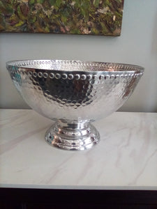 Silver Hammered Punch Bowl
