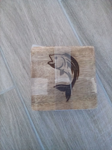 Royal Standard Fish Etched Wood Coasters