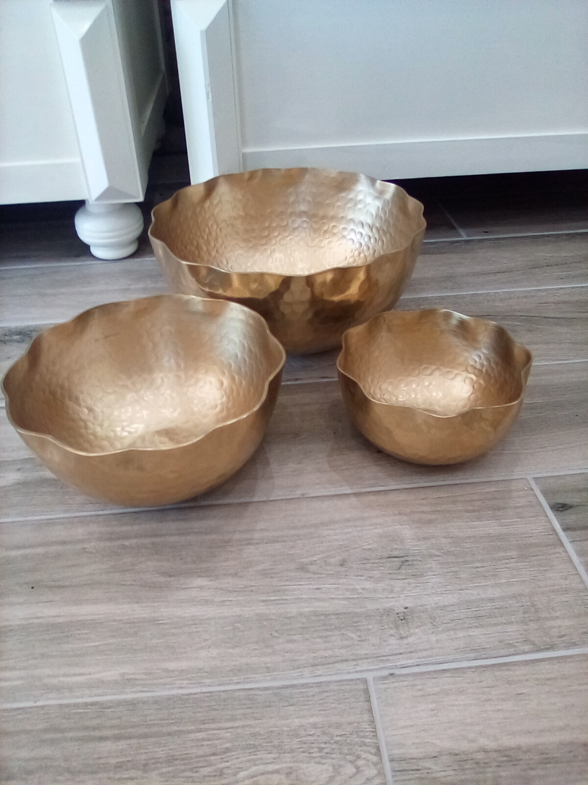 IHI Gold Hammered Bowl Set of 3