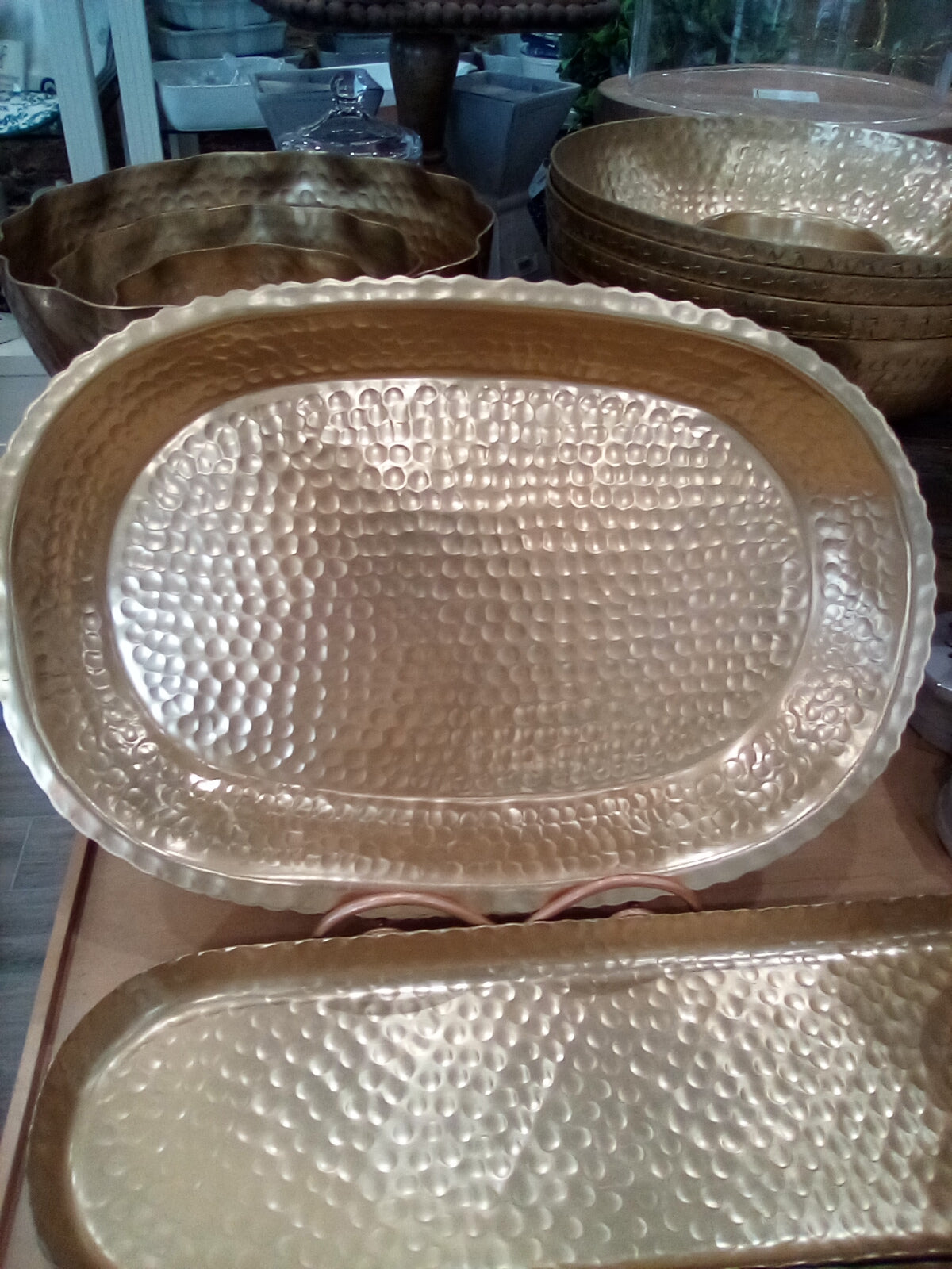 IHI Gold Hammered Oval Tray