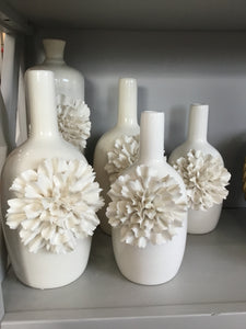 White ceramic carnation vases