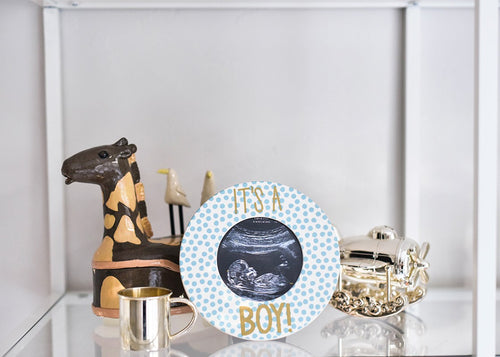 Small Dot Round Frame - It’s A Boy!