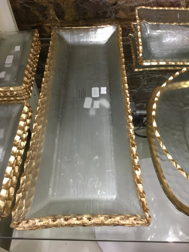 Zodax glass/gold large rectangle tray