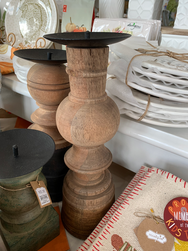 Mud Pie - Wooden Candle Stick
