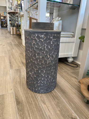 K&K 19.25 INCH GRAY HAMMERED ECOMIX VASE W/WOOD NECK