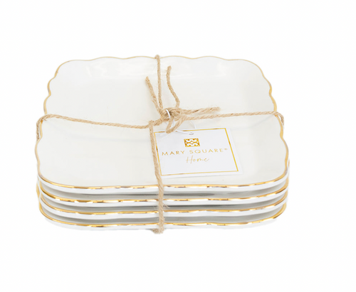 Mary Square Gold Rim Set/4 App Plates
