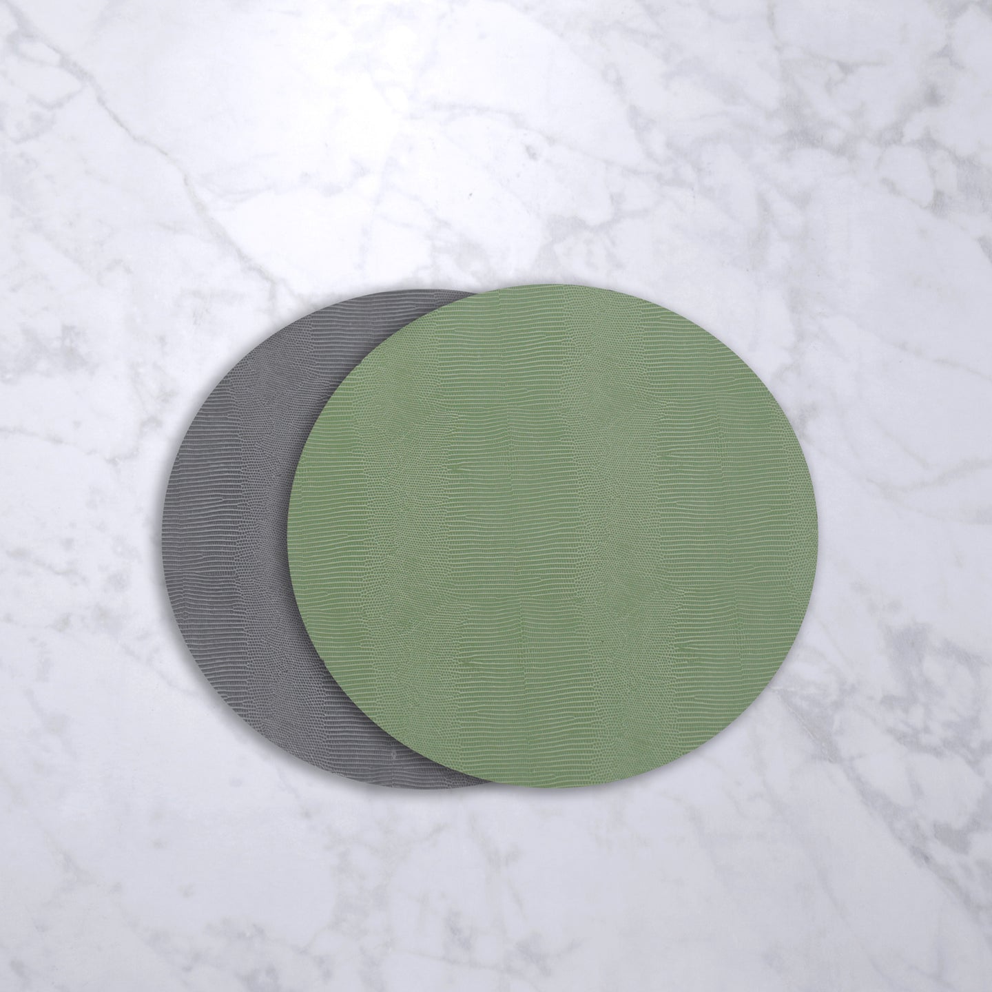 Beatriz Ball VIDA Snakeskin Reversible Round Placemat (Set of 4)(Green/Grey)