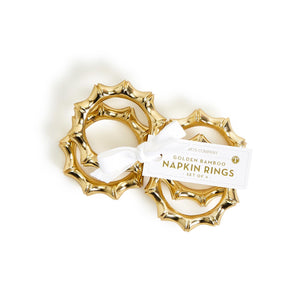 Two's Company Golden Bamboo Set of 4 Napkin Rings (53764)